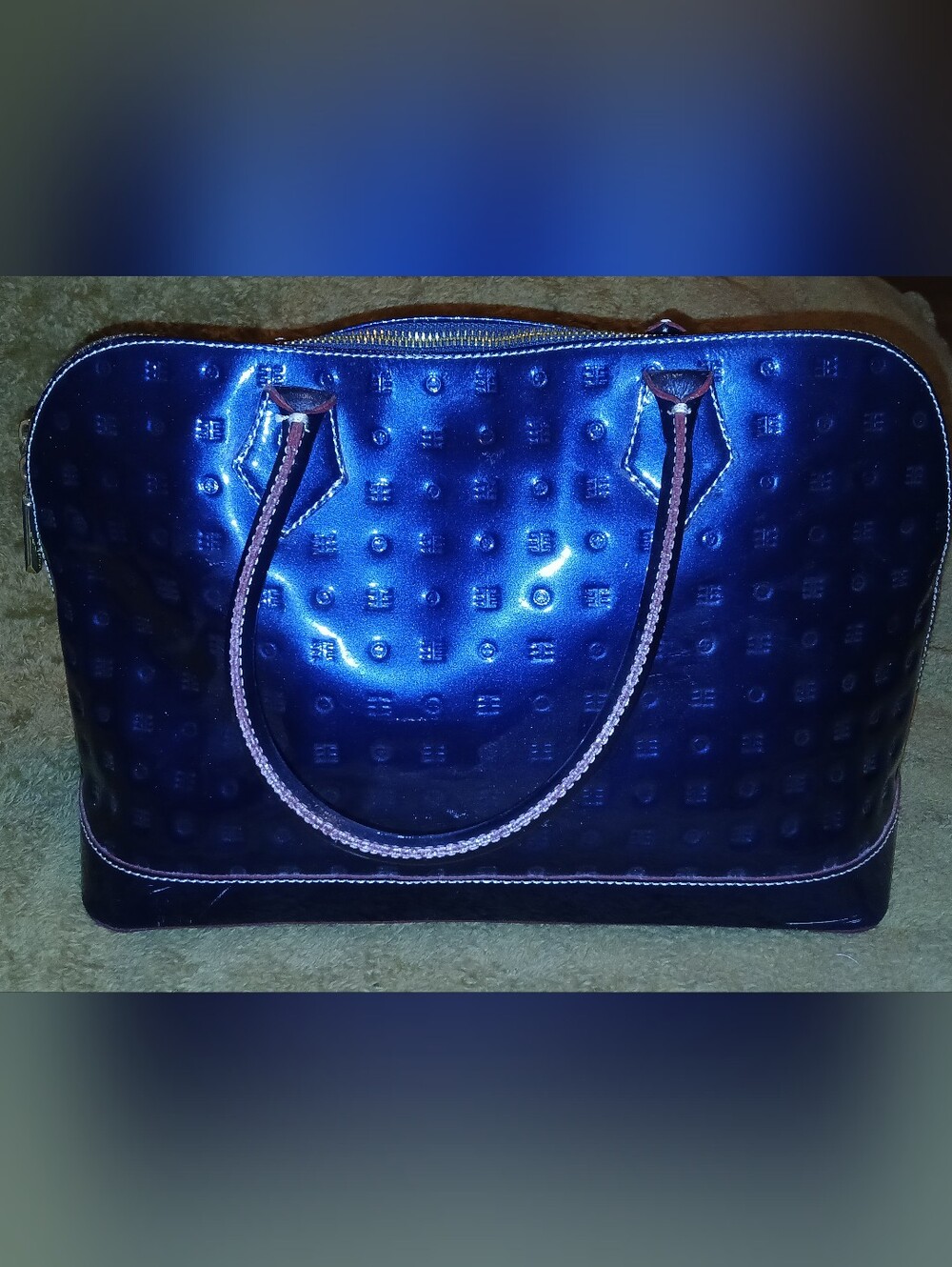Arcadia Navy Blue Patent Leather Women’s HandBag